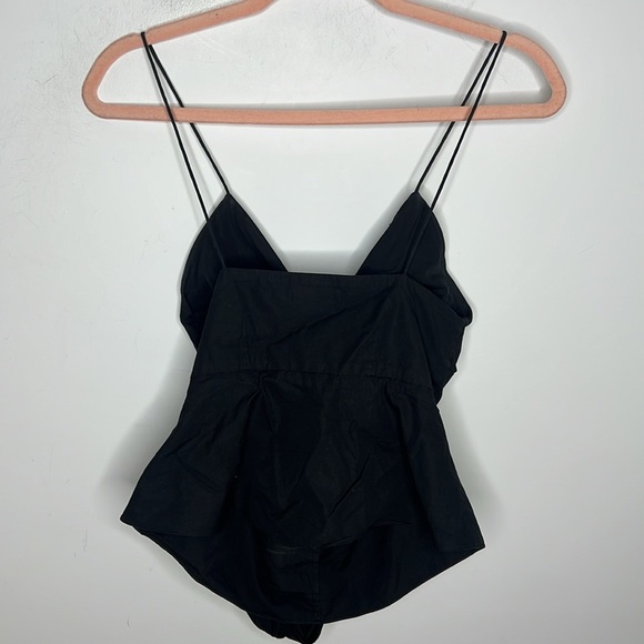 EDUN Black Dramatic Bow Tie Front Spaghetti Tank Top Cocktail Blouse - Picture 3 of 8